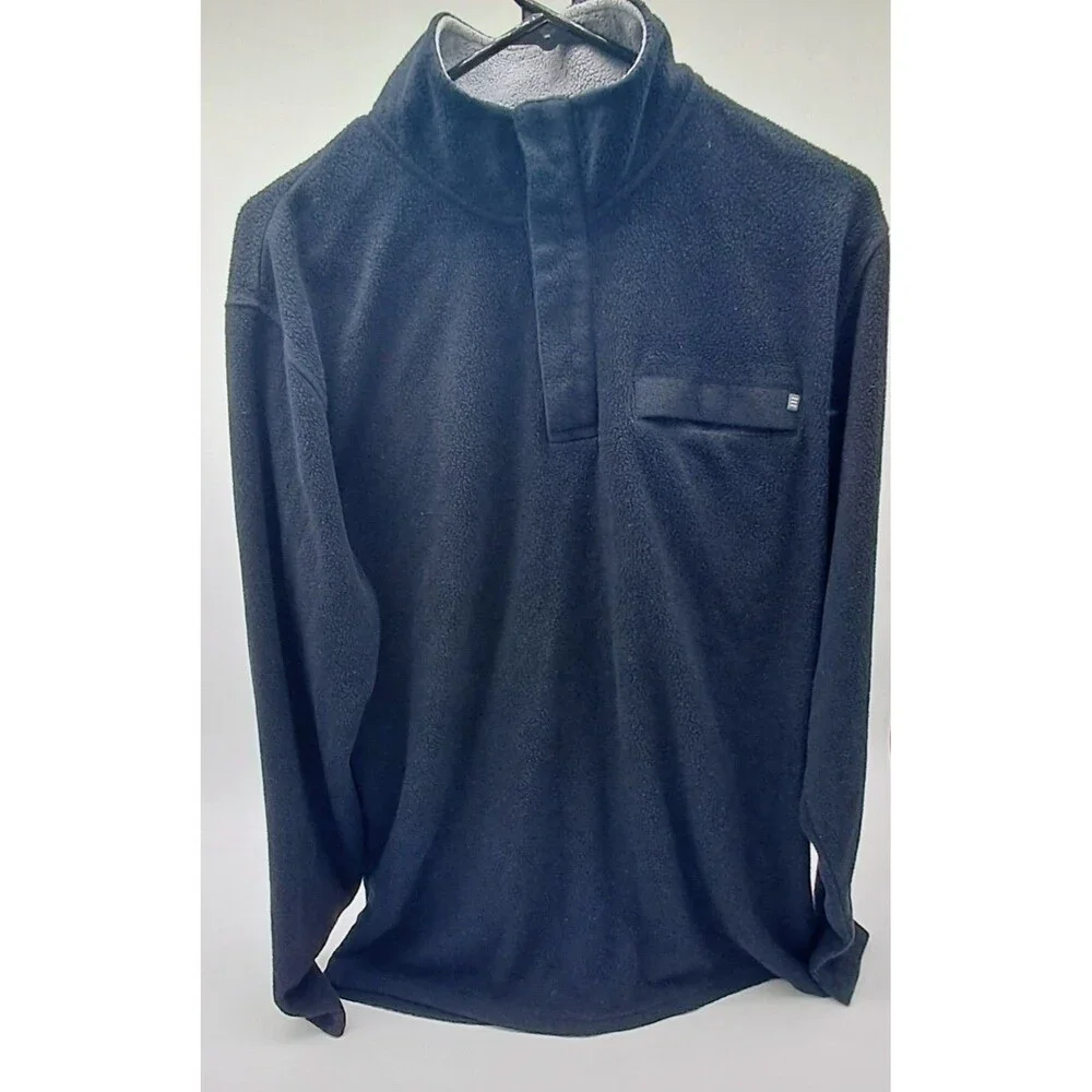Freefly Bamboo Polar Pullover Men's Medium Black Fleece Snap Buttons